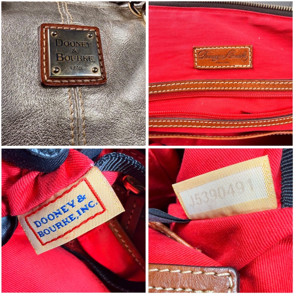 Dooney & Bourke O-Ring Shopper Tote Metallic Gold Bronze Leather Shoulder Bag L - Picture 8 of 15